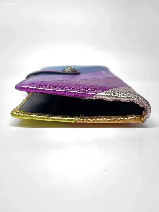 Kurt Geiger Metallic Rainbow 🌈 Diagonal Stripe Continental Wallet - Picture 5 of 16